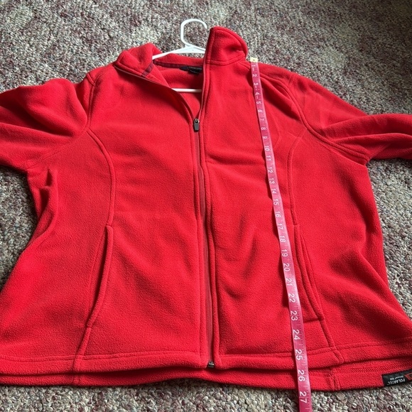Lands' End Vibrant Red Polartec Fleece Jacket Zip up Jacket size XL / 18 - Picture 6 of 6